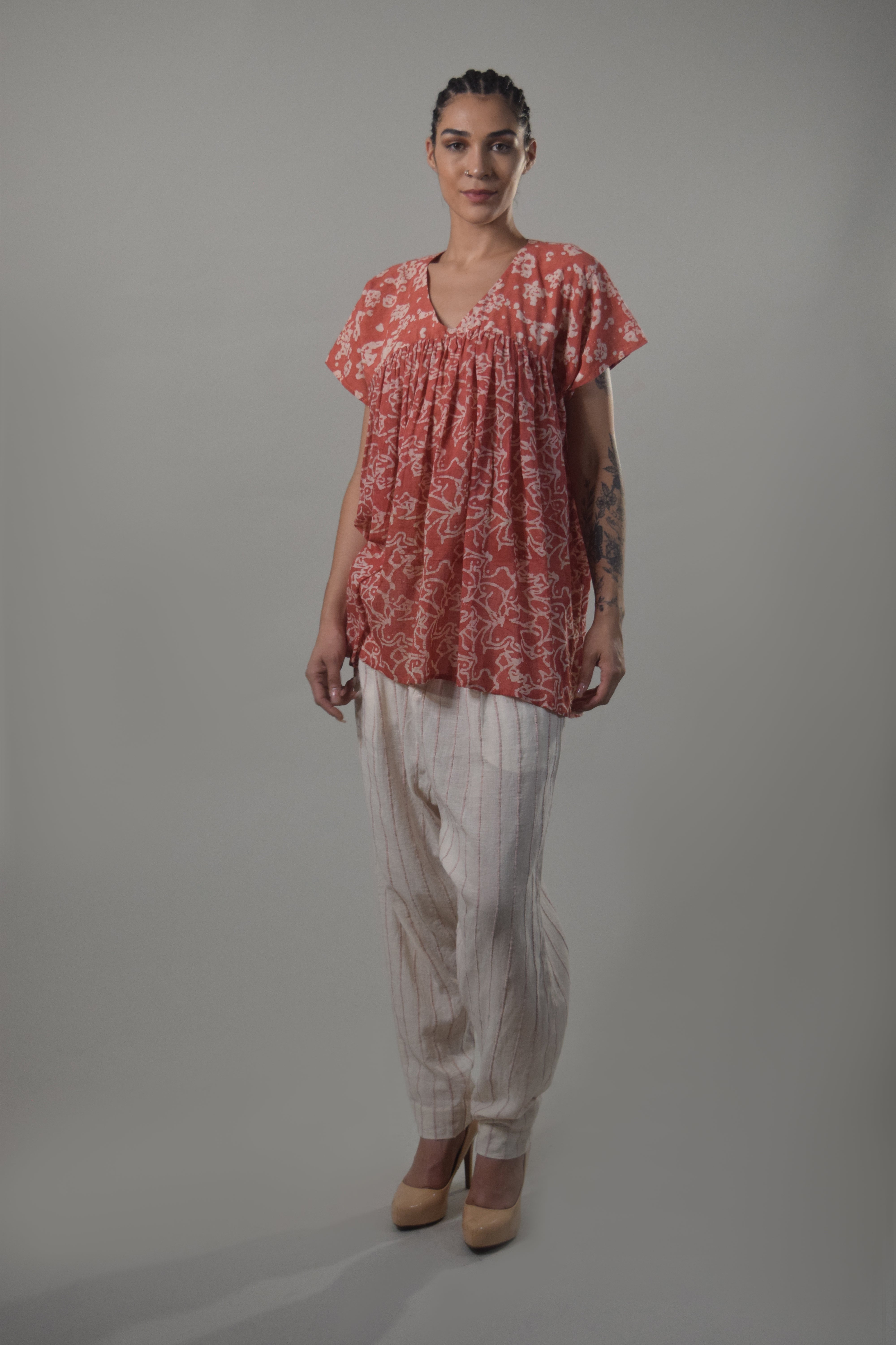 Gulshan Ruched Top - Cardinal Coral