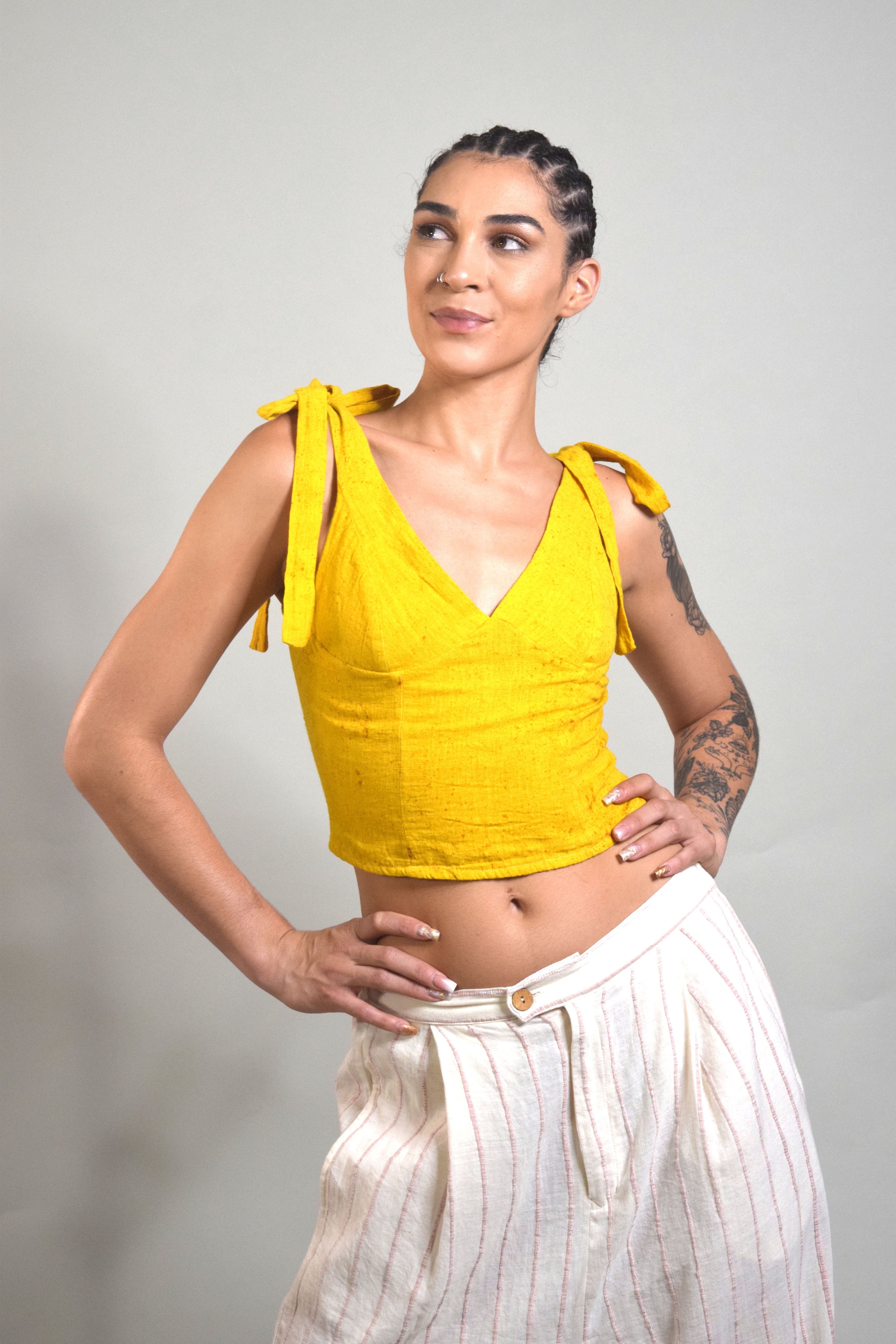 Archana Bow-Tie Top - Canary Yellow