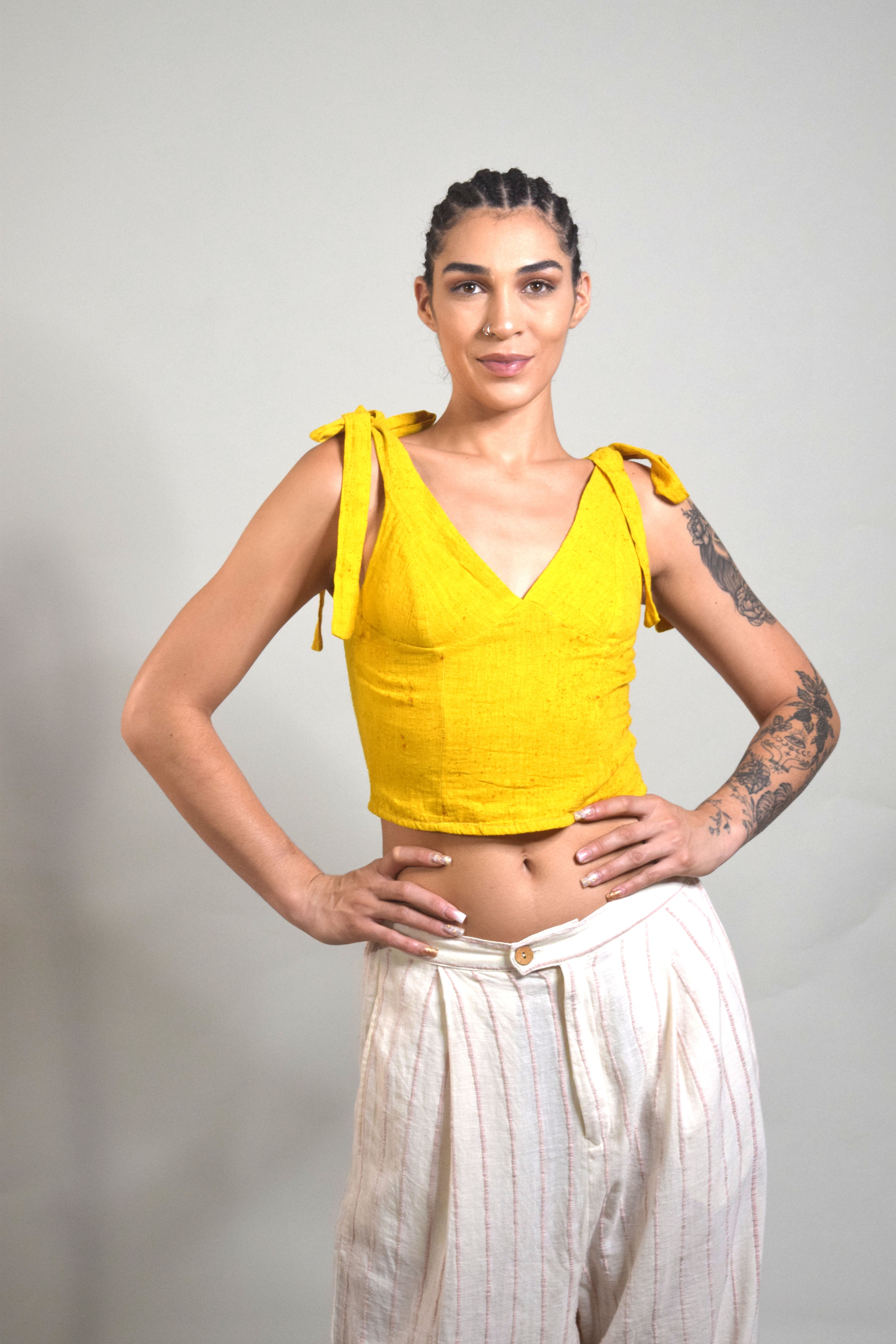 Archana Bow-Tie Top - Canary Yellow