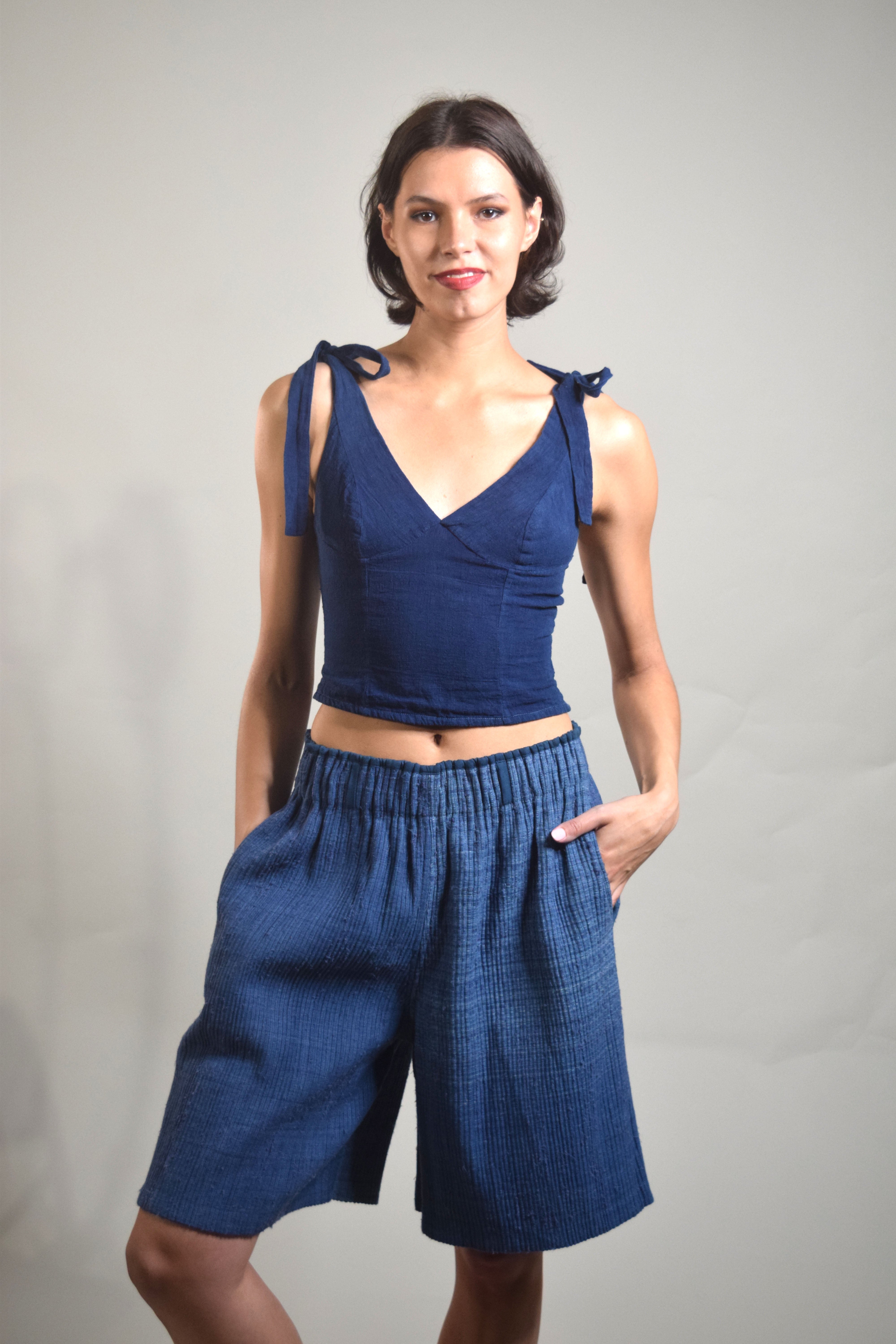 Archana Bow-Tie Top - Indigo Blue