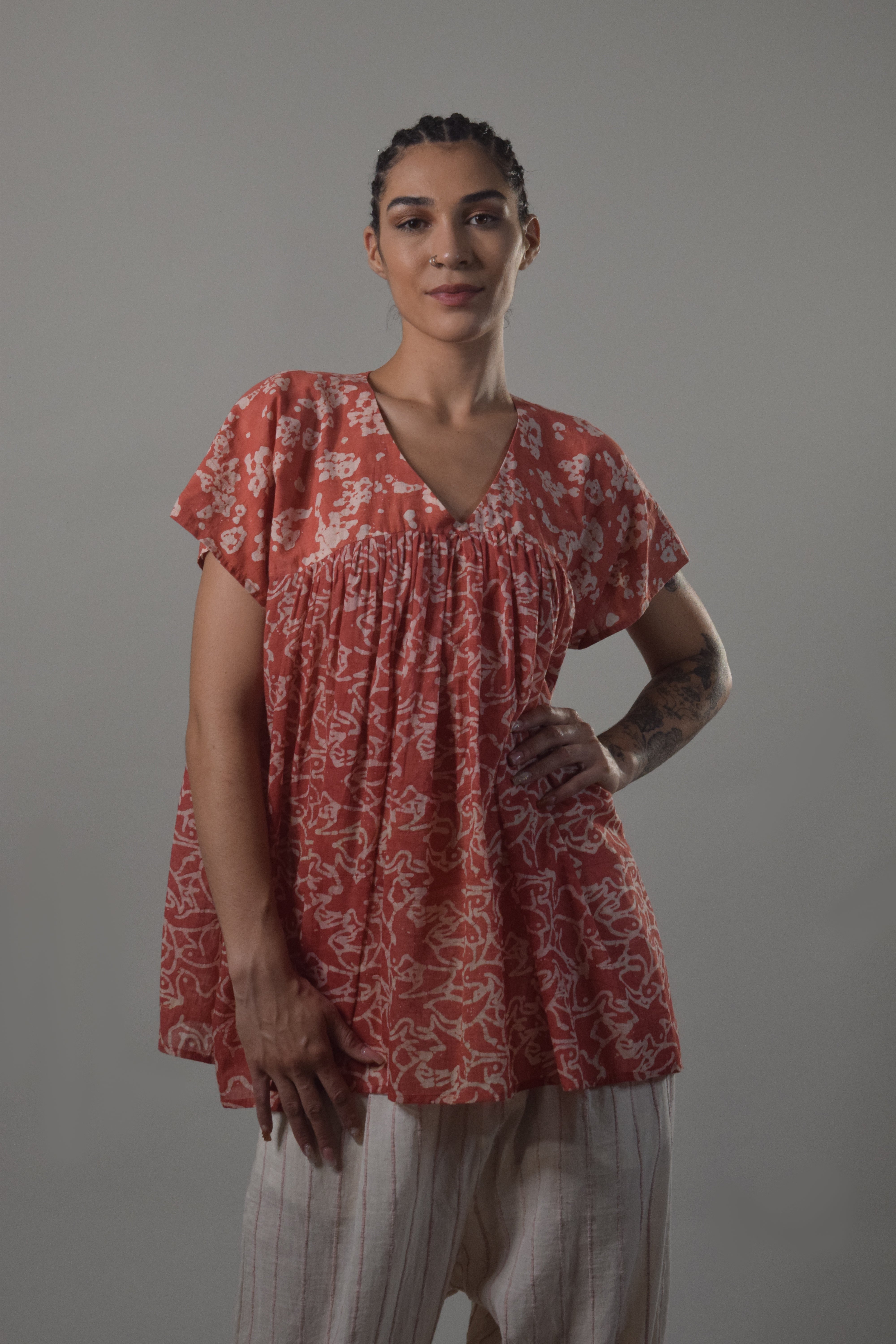 Gulshan Ruched Top - Cardinal Coral